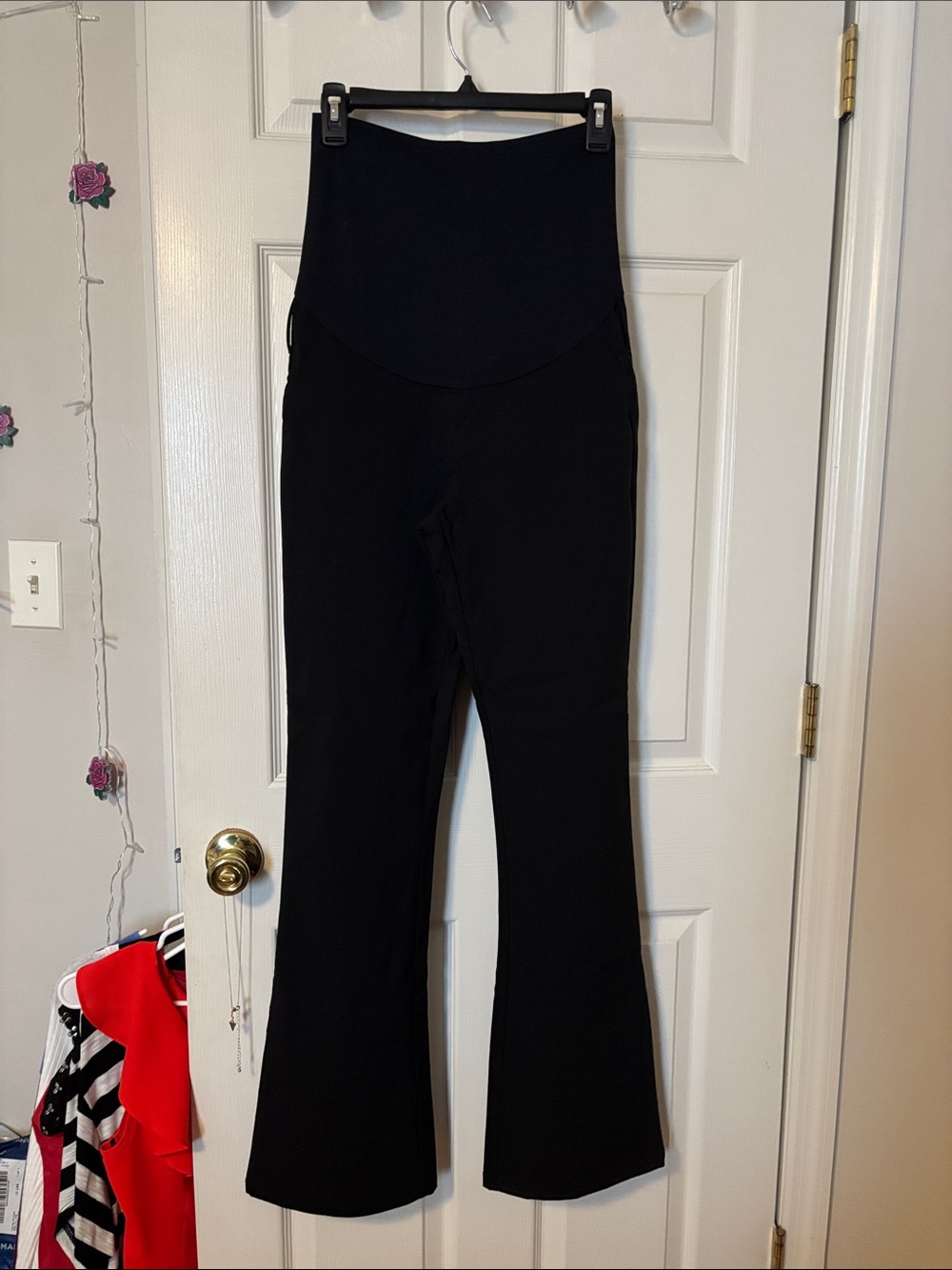 Black Maternity Flare Pants with High-Rise Support